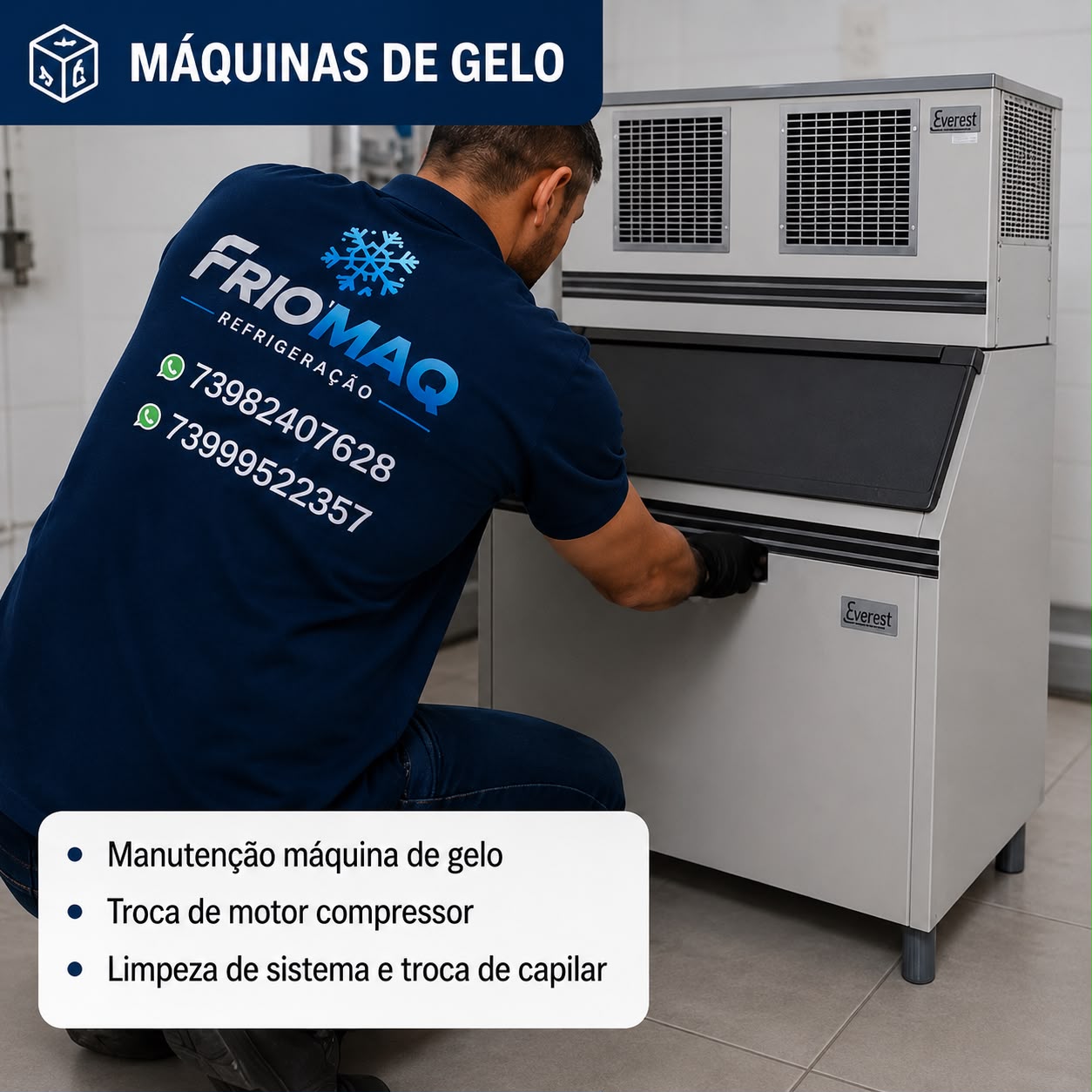 Manutenção de máquina de gelo comercial Everest